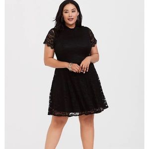 Black lace high neck skater dress Torrid